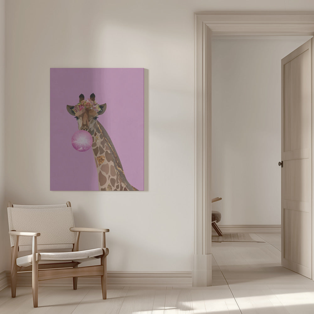 Wall art Giraffe pink bubblegum