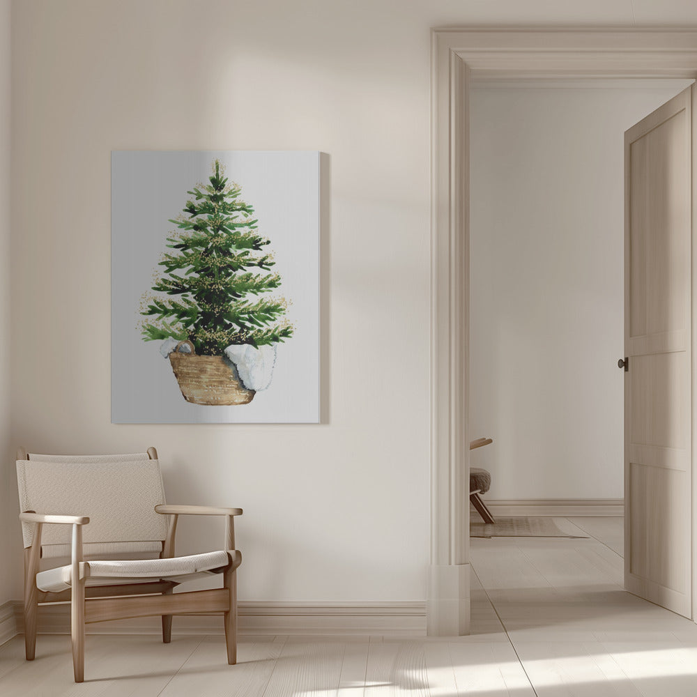 Wall art Cozy watercolor Christmas tree (2) Canvas Print