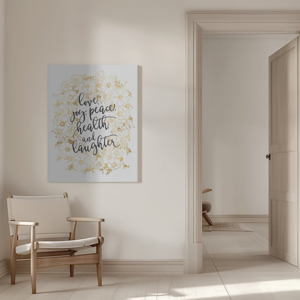 Wall art Holiday wishes with gold flowers Canvas Print