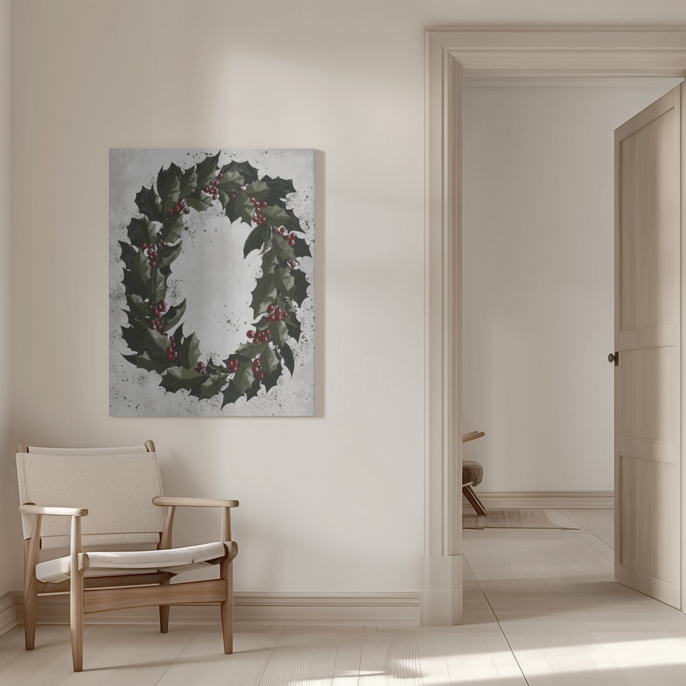 Wall art Splatters holly wreath Canvas Print