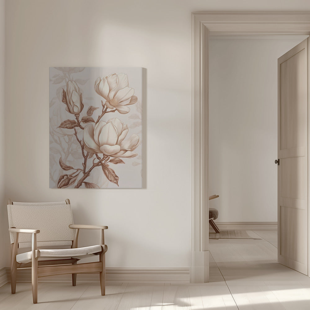 Wall Art Beige Flowers 1