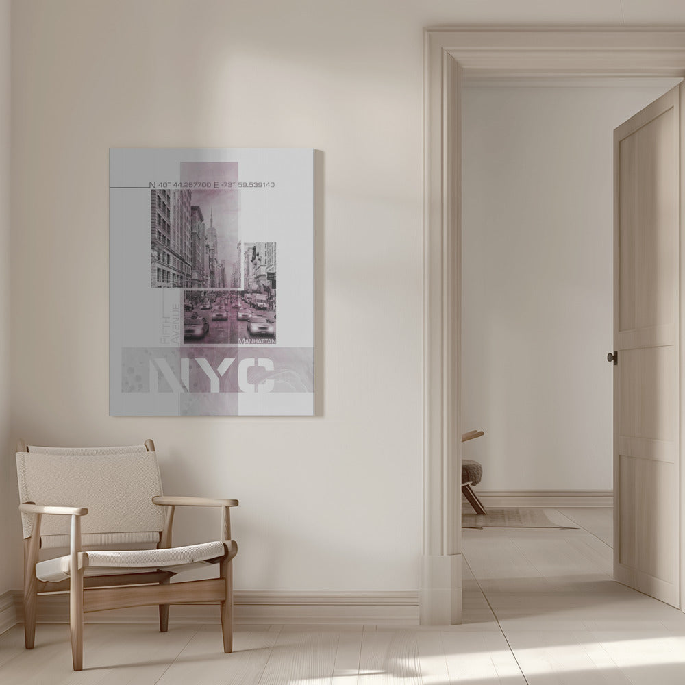 Wall art Poster Art NYC Fifth Avenue Traffic | pink marble