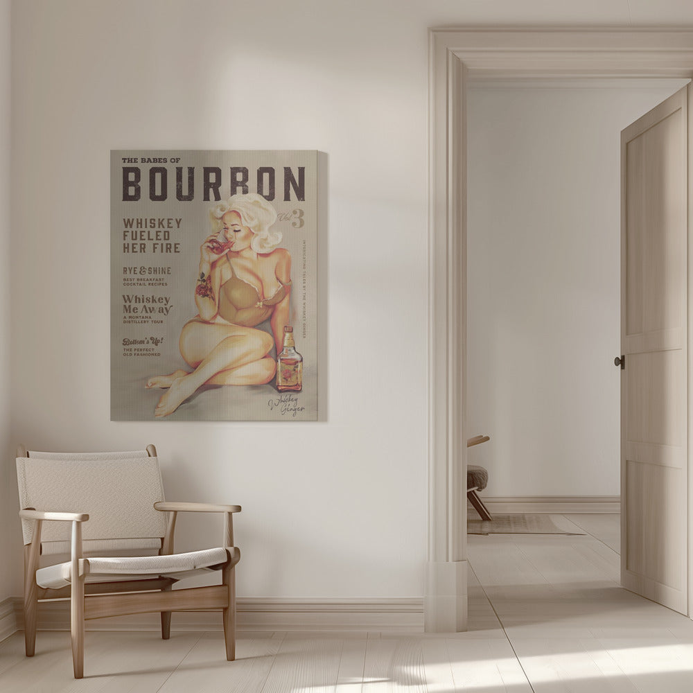 Wall art Babes of Bourbon Vol 3 Sexy Vintage Pin Up Girl Drinking Whiskey