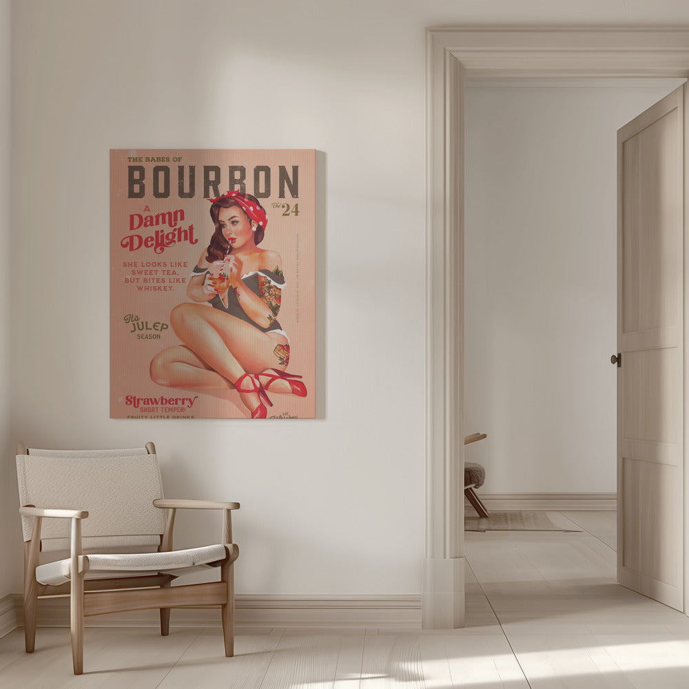Wall art Babes of Bourbon Vol 22 Vintage Pinup Girl Drinking A Cocktail