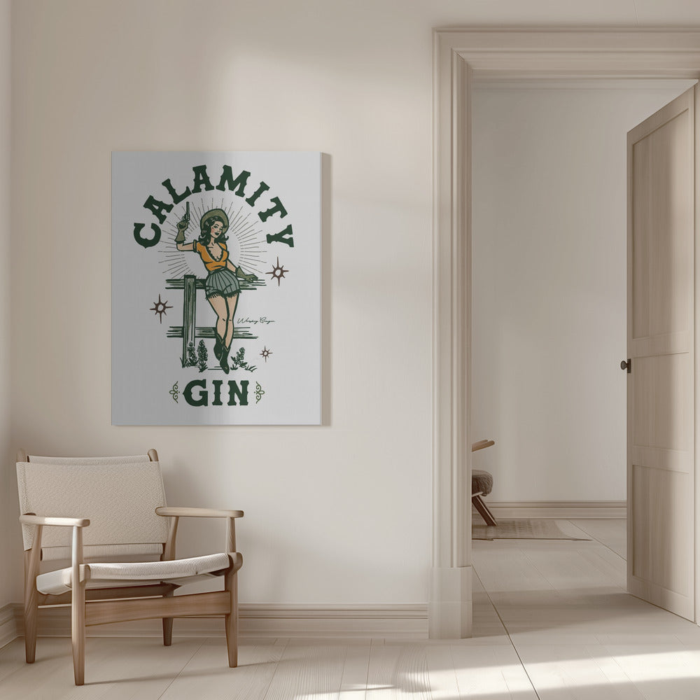 Wall Art Calamity Gin Funny Retro Western Cowgirl