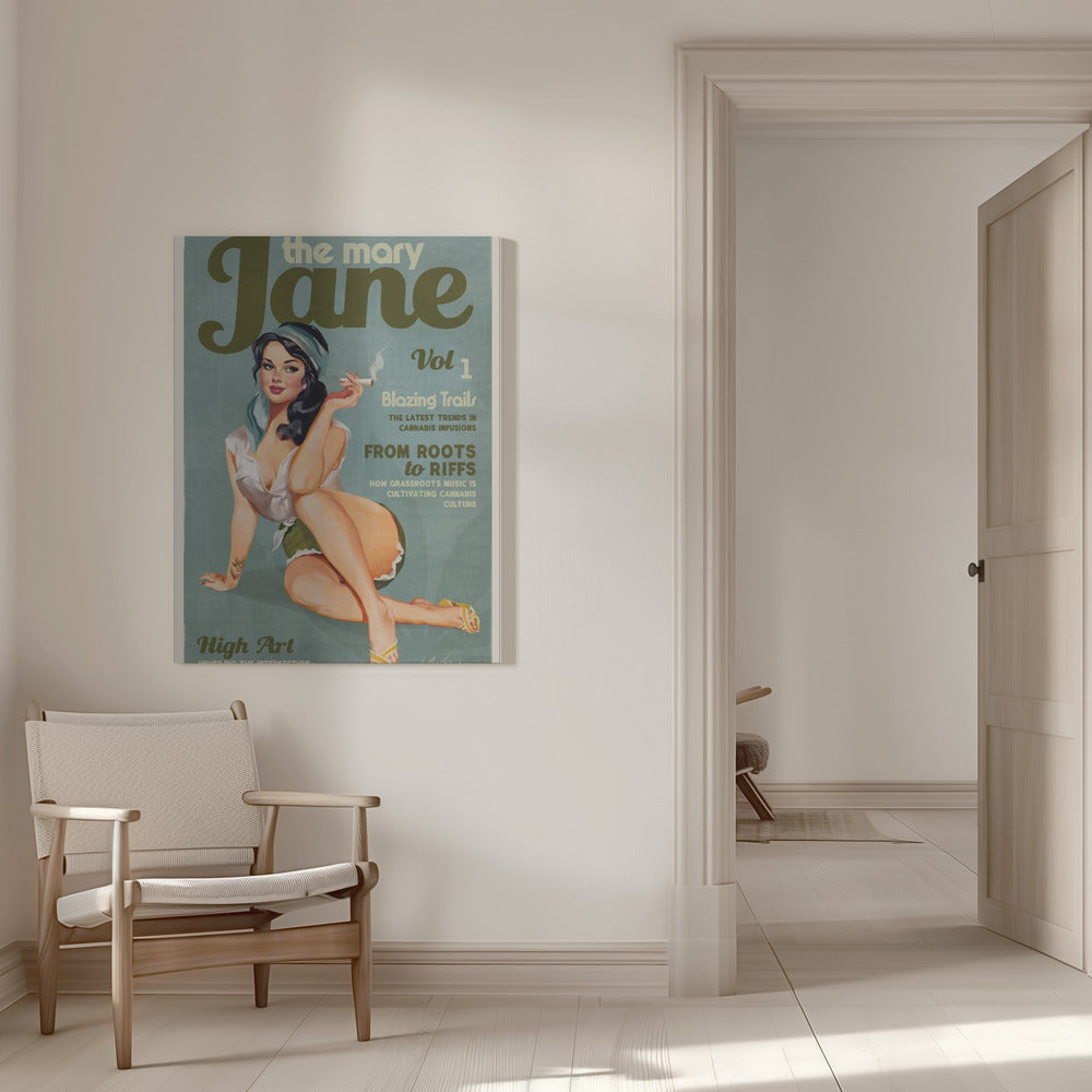 Wall art Mary Jane Retro Vintage Pinup Cannabis Art