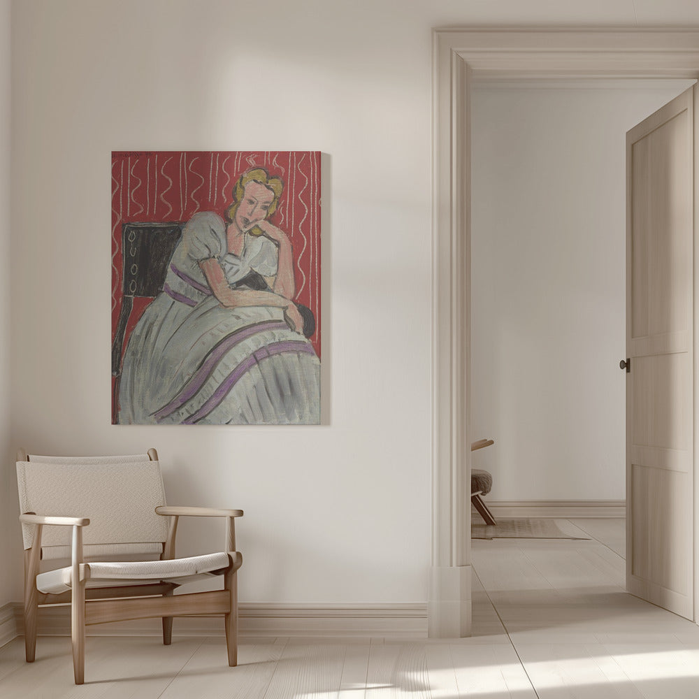Wall art Jeune Femme Assise En Robe Grise