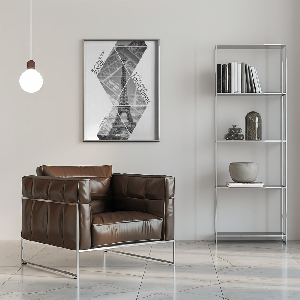 Wall art Coordinates PARIS Eiffel Tower | monochrome