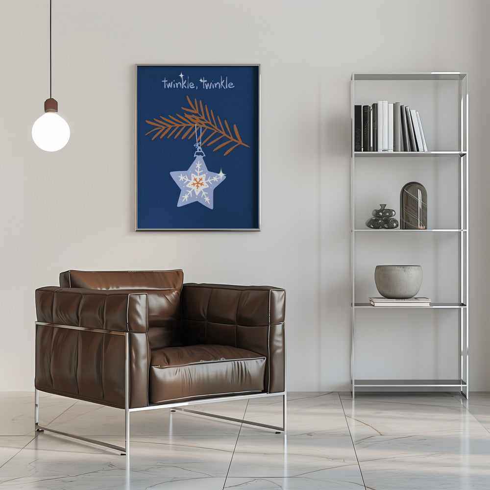 Wall art Cheerful twinkle Christmas star blue Canvas Print