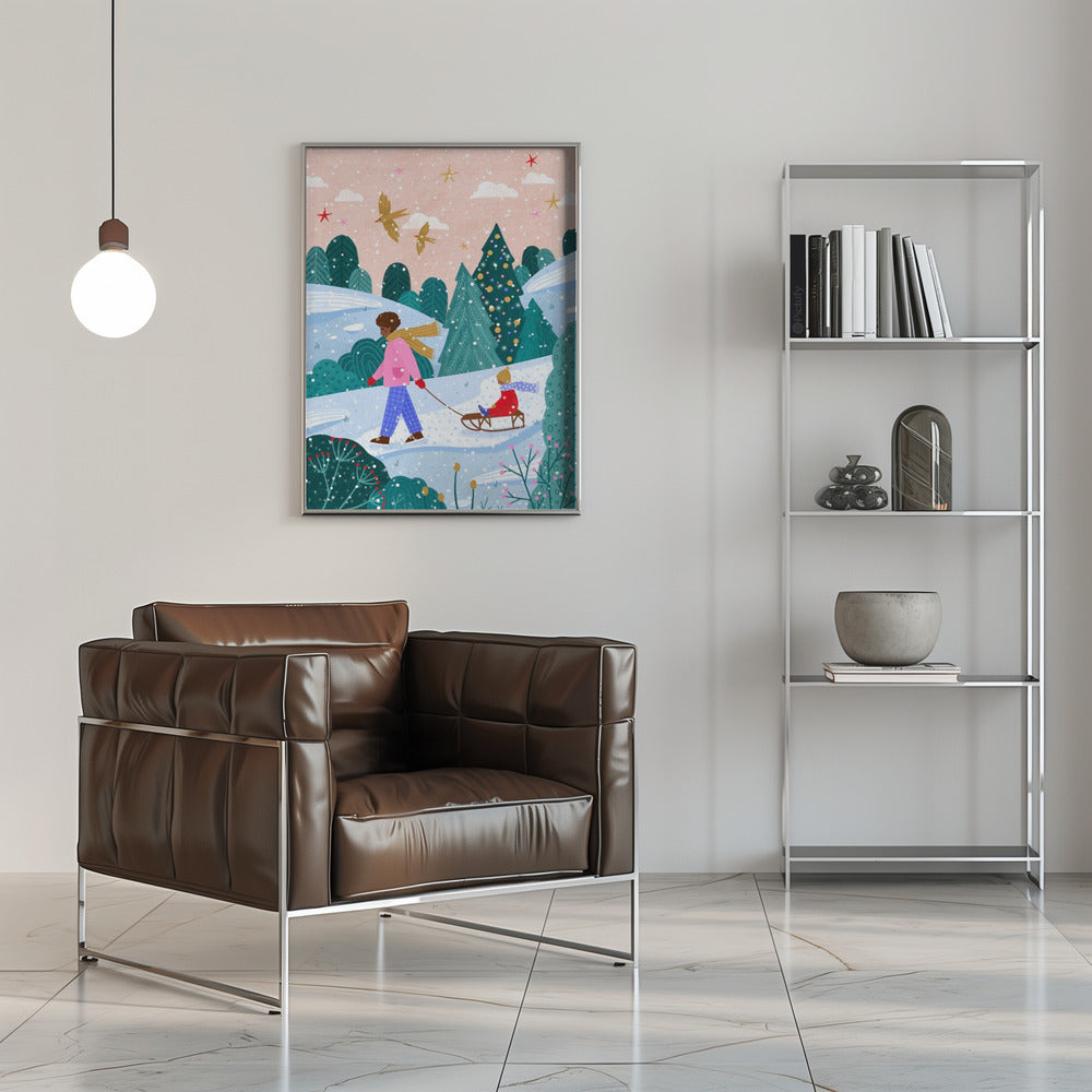 Wall art Snowy Sledge Walk 2 Canvas Print