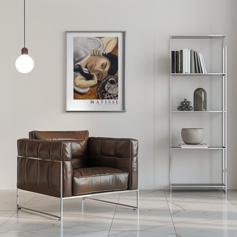 Wall art Lorette Con Una Tazza Di Caffe 1916 Boarder