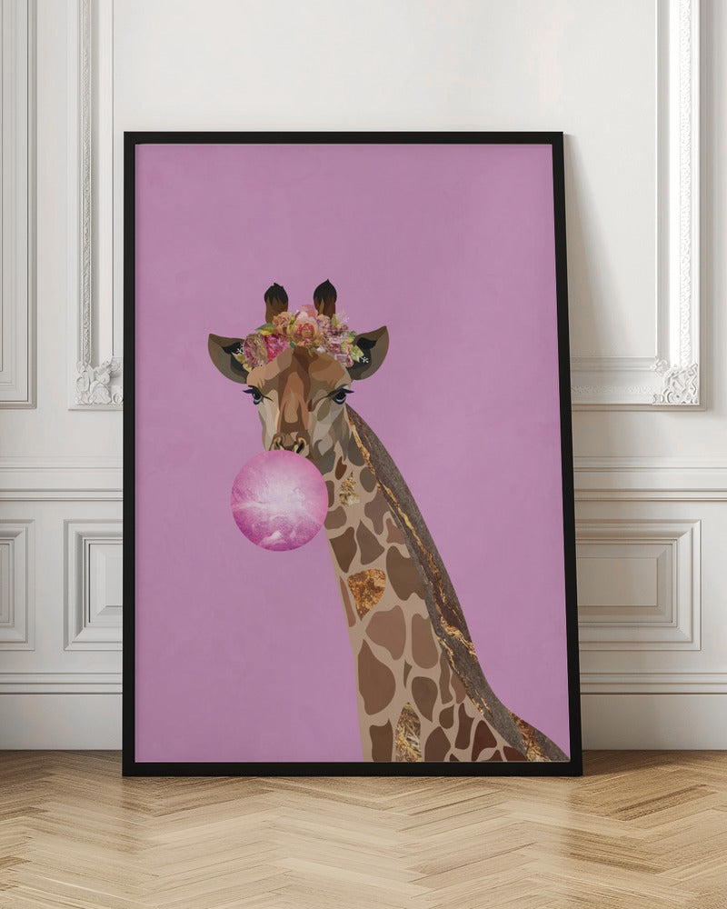 Wall art Giraffe pink bubblegum