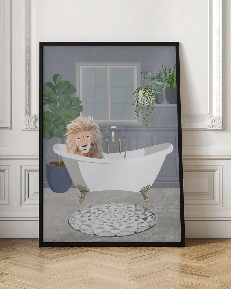 Wall Art Lion Takes A Bath Canvas Print
