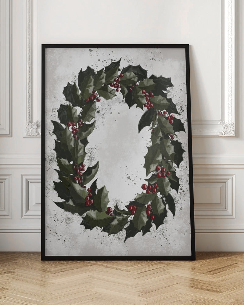 Wall art Splatters holly wreath Canvas Print