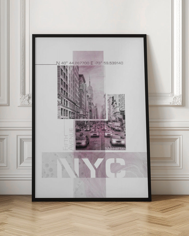 Wall art Poster Art NYC Fifth Avenue Traffic | pink marble