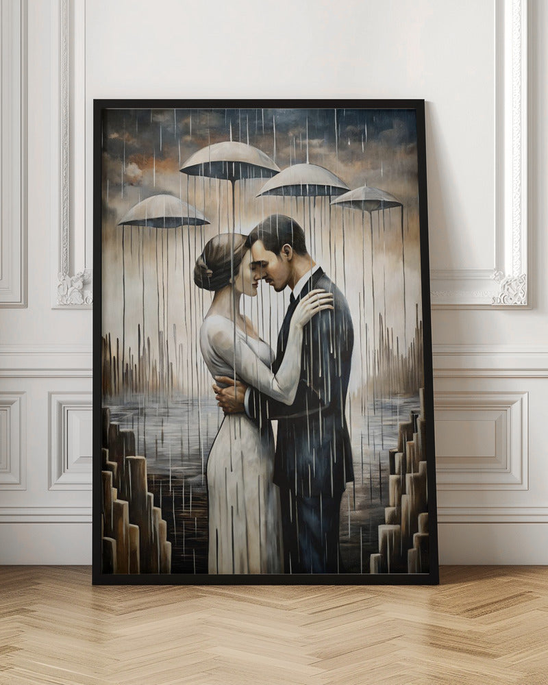 A Kiss Beneath the Floating Umbrellas-Wall Art
