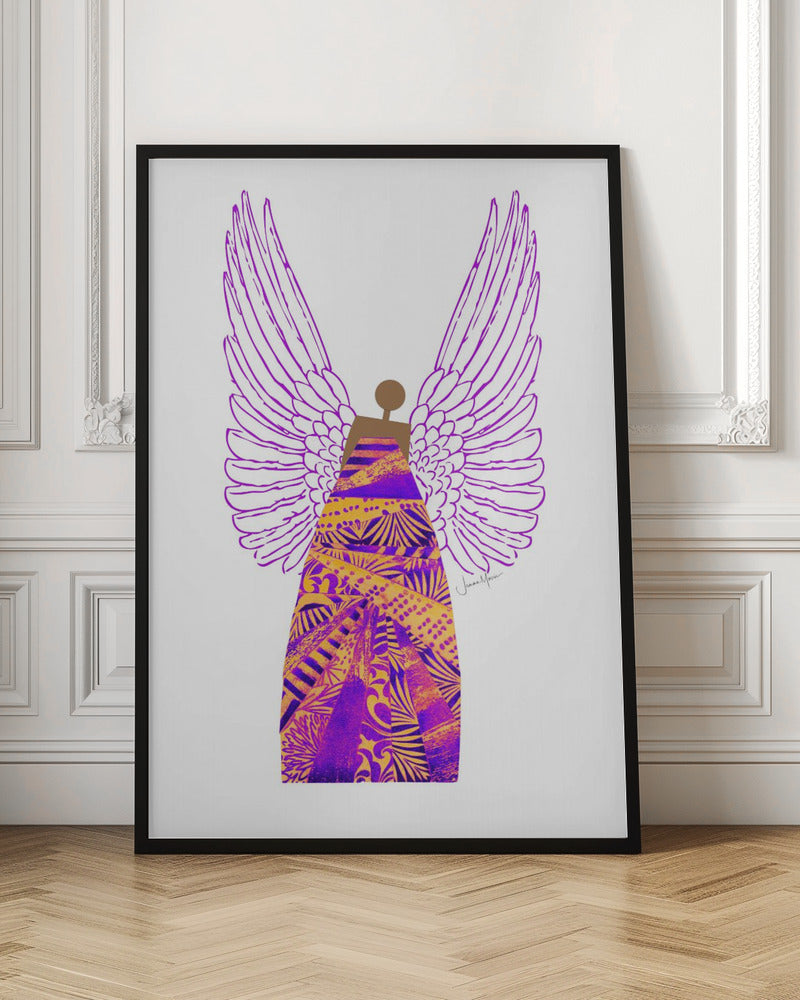 Wall art Angel in Purple & Orange Canvas Print