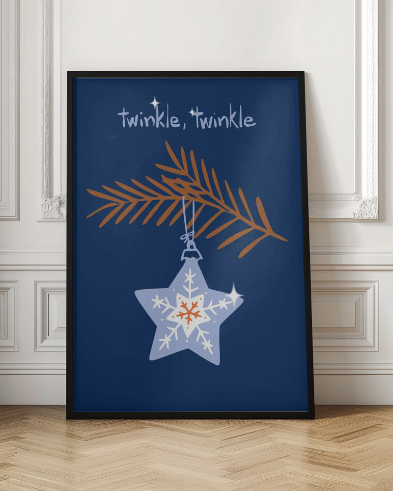 Wall art Cheerful twinkle Christmas star blue Canvas Print
