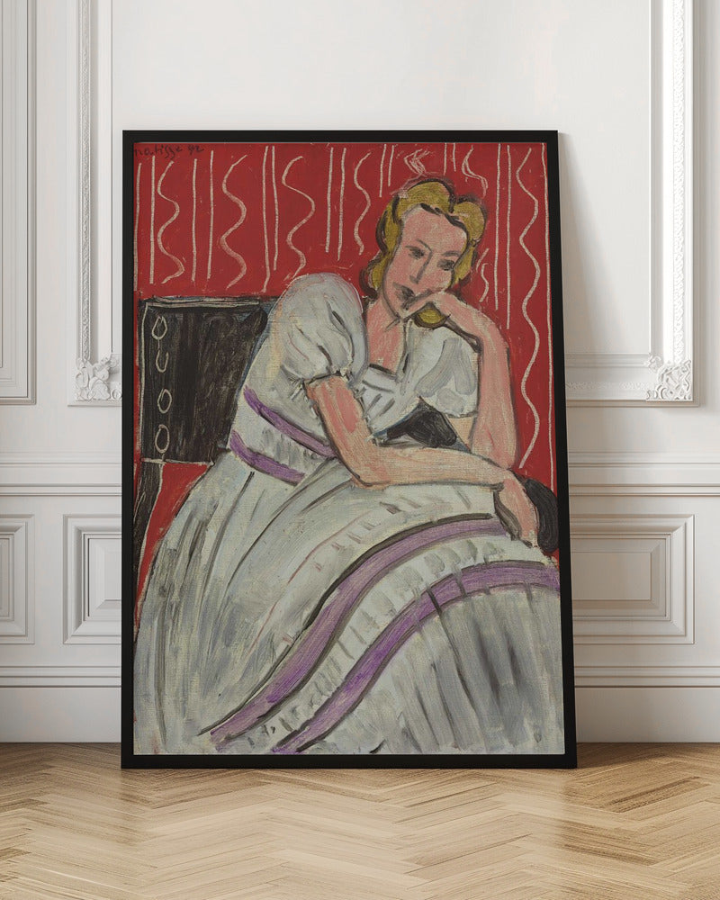 Wall art Jeune Femme Assise En Robe Grise