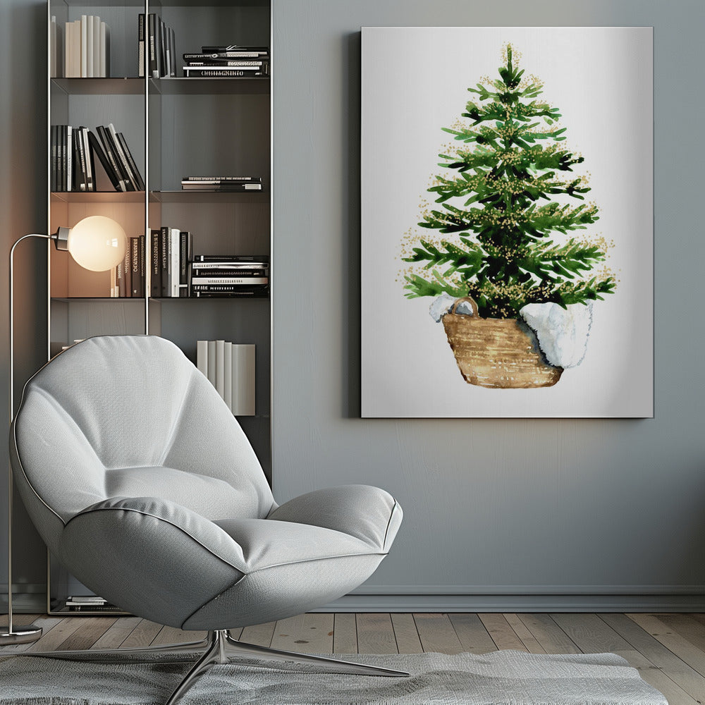 Wall art Cozy watercolor Christmas tree (2) Canvas Print