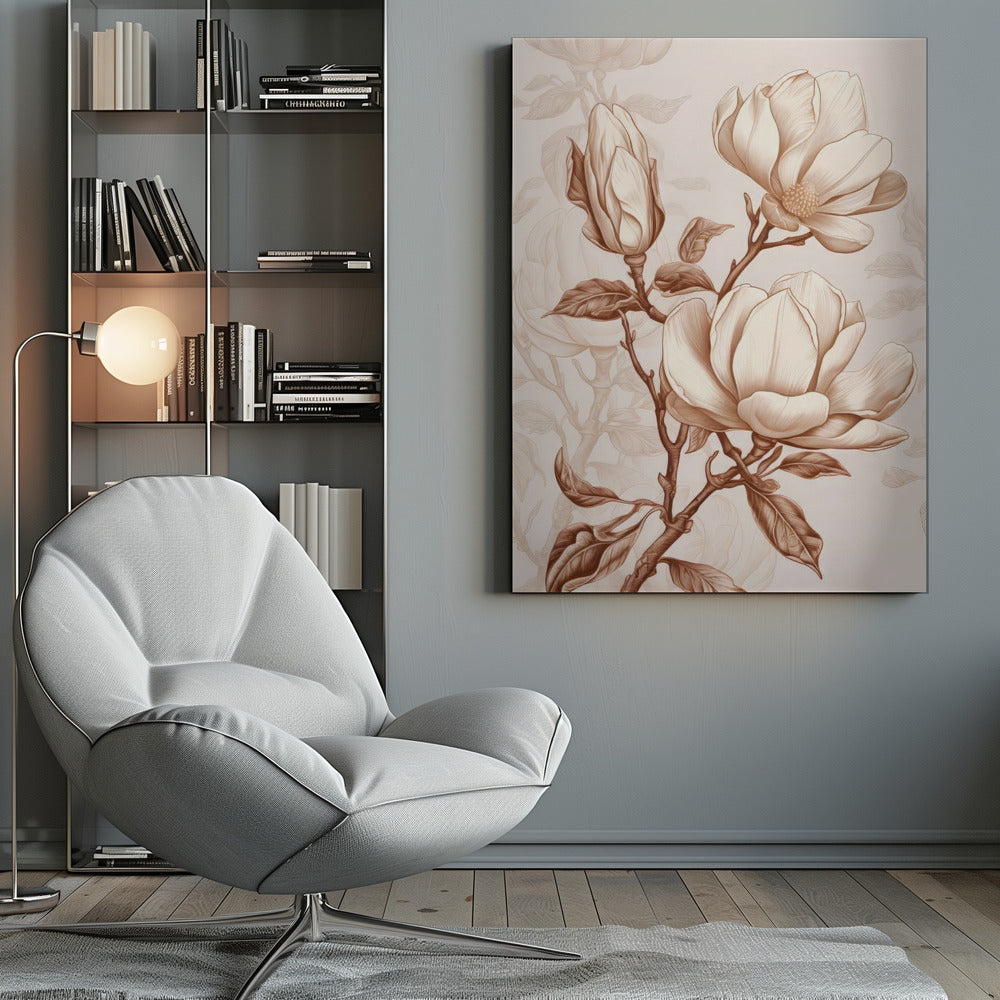 Wall Art Beige Flowers 1