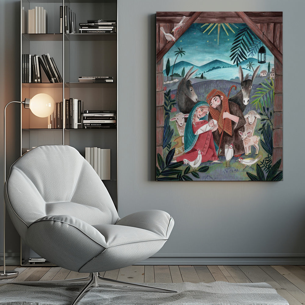 Wall art Christmas with Mary and baby Jesus Canvas Print