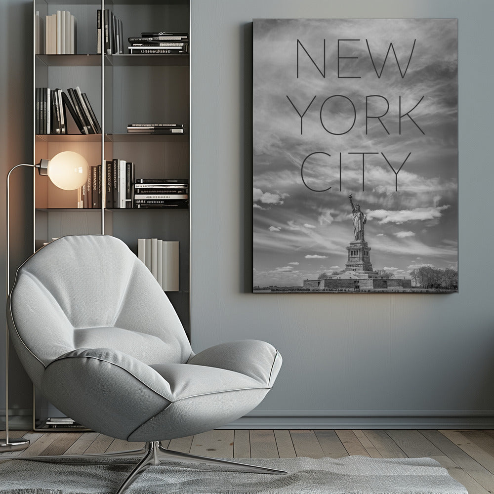 Wall art NYC Statue of Liberty | Text Skyline