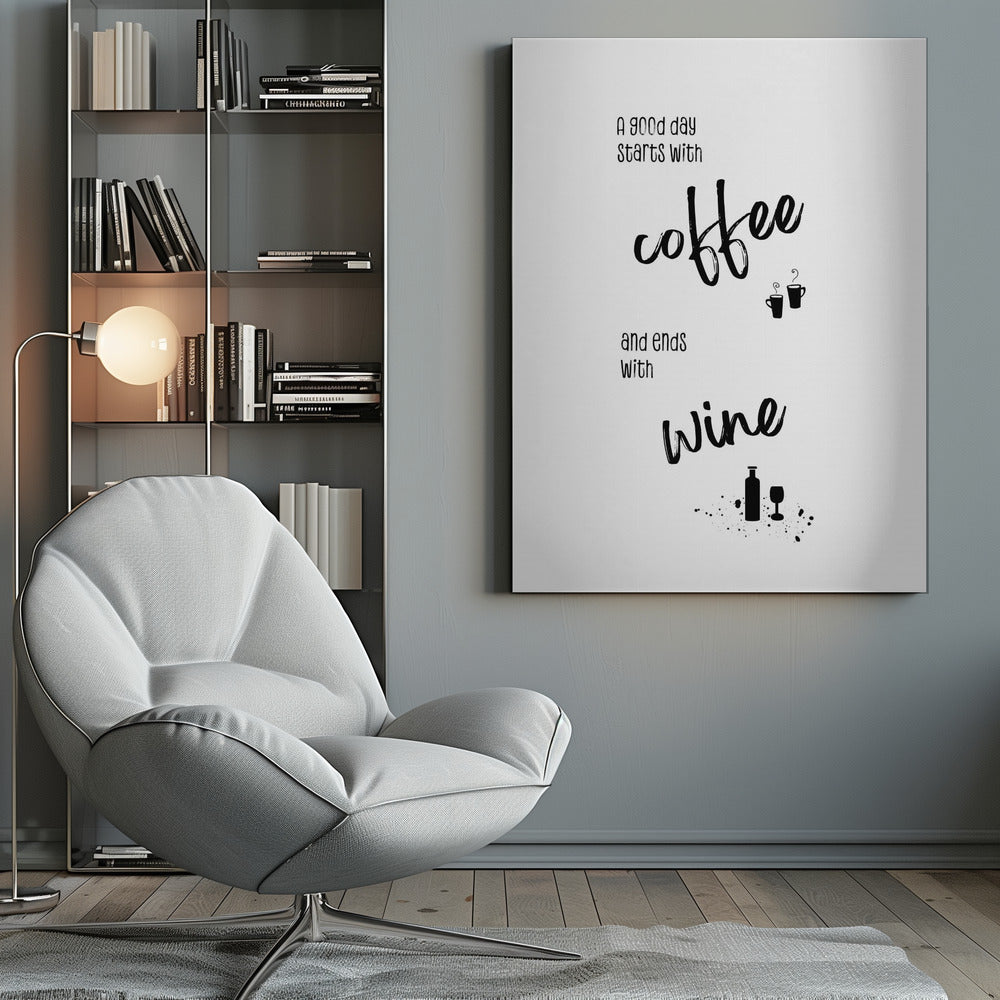 Wall art A good day starts with coffee and ends with wine