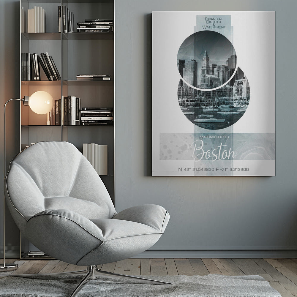 Wall art Poster Art BOSTON Waterfront | turquoise marble
