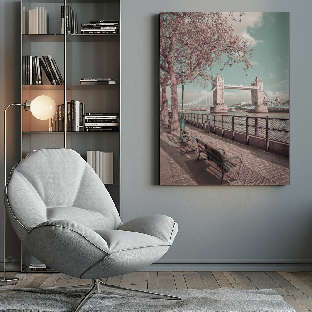 Wall art LONDON Thames Riverside & Tower Bridge | urban vintage style