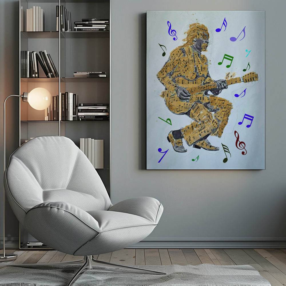 Wall art Guitarist Music Notes Canvas Print