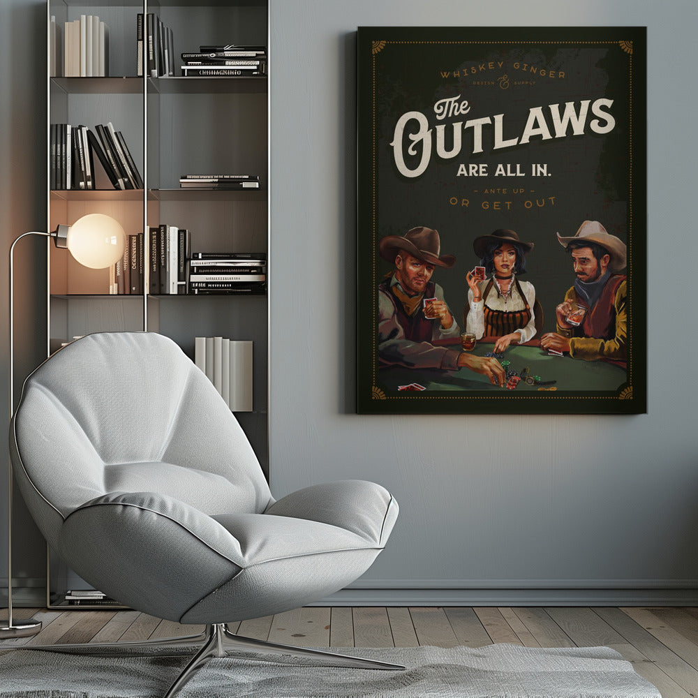 Wall Art Outlaws Are All In Cool Cowboy Poker Art