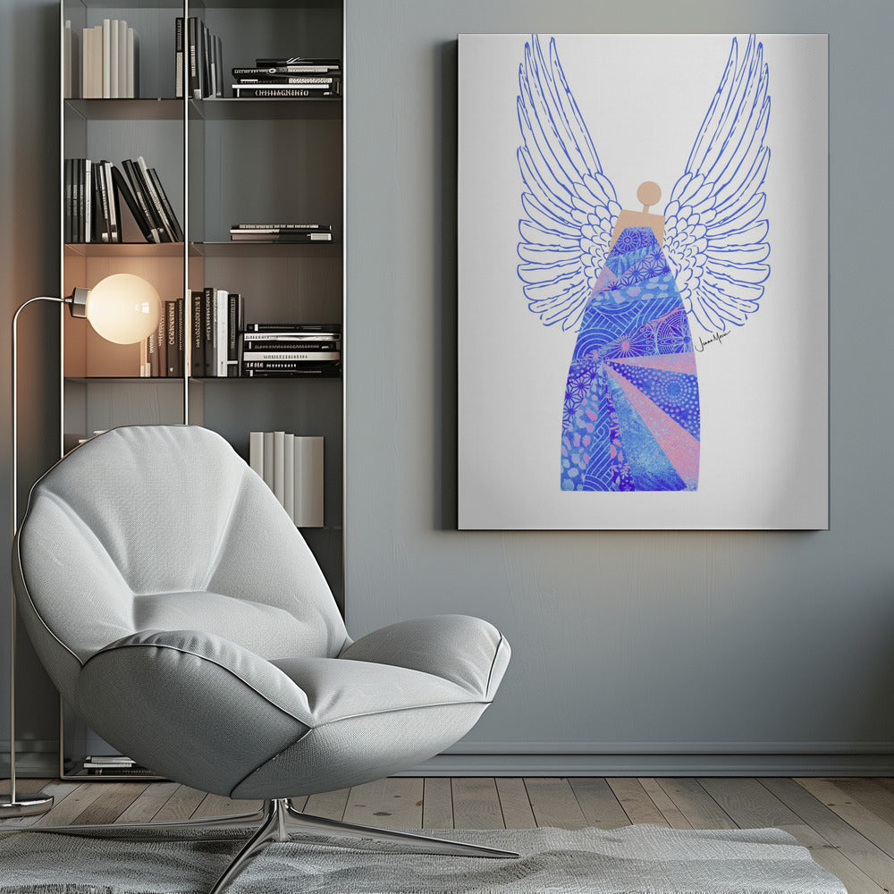 Wall art Angel in Blue Canvas Print