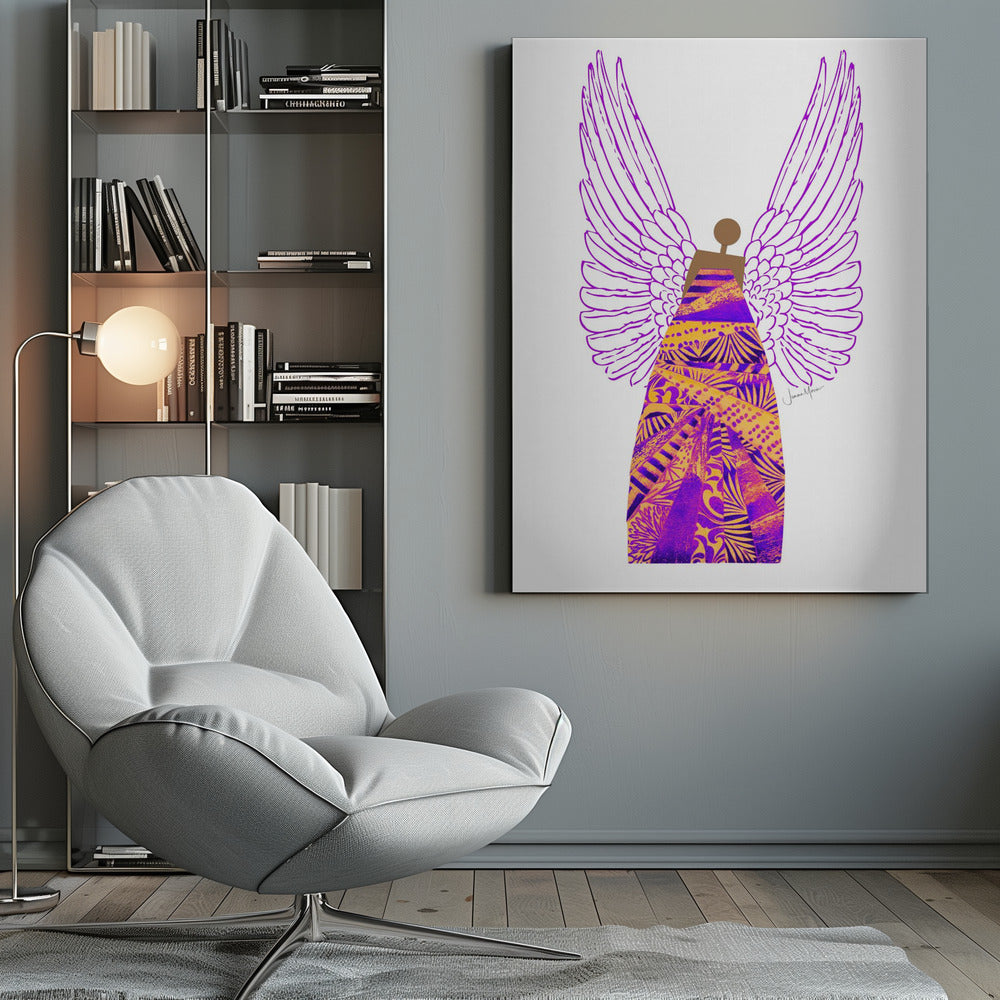 Wall art Angel in Purple & Orange Canvas Print
