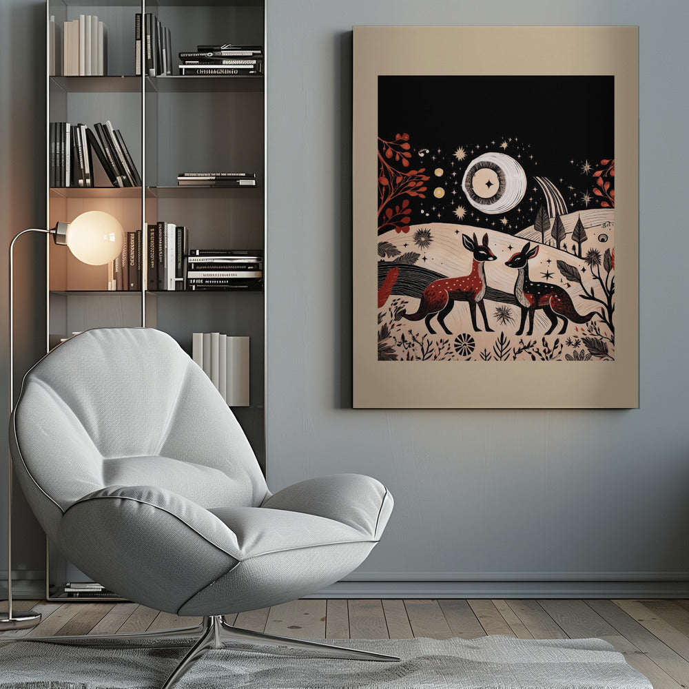 Wall art Scandi Folk and Knitwear: Folklore Holiday 2 Canvas Print