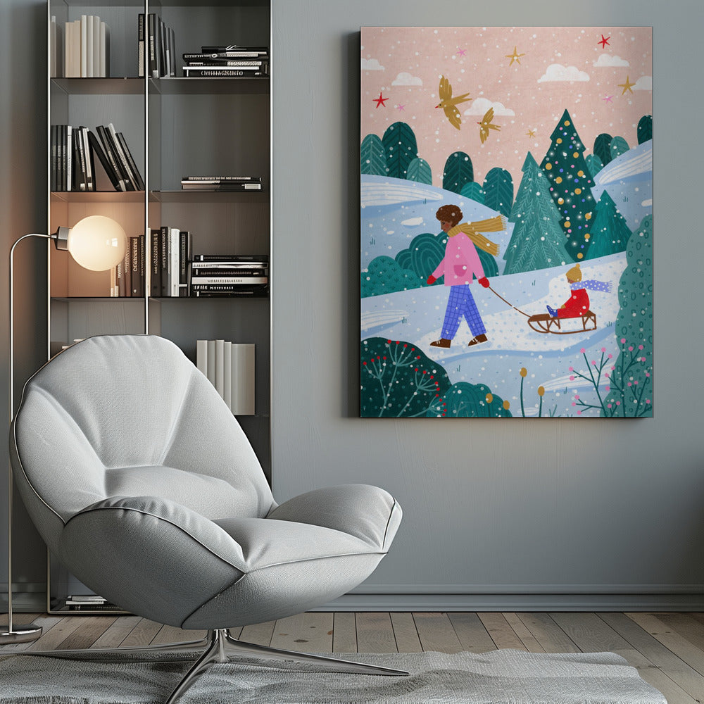 Wall art Snowy Sledge Walk 2 Canvas Print