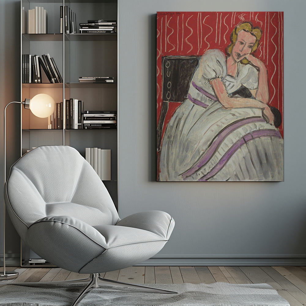 Wall art Jeune Femme Assise En Robe Grise