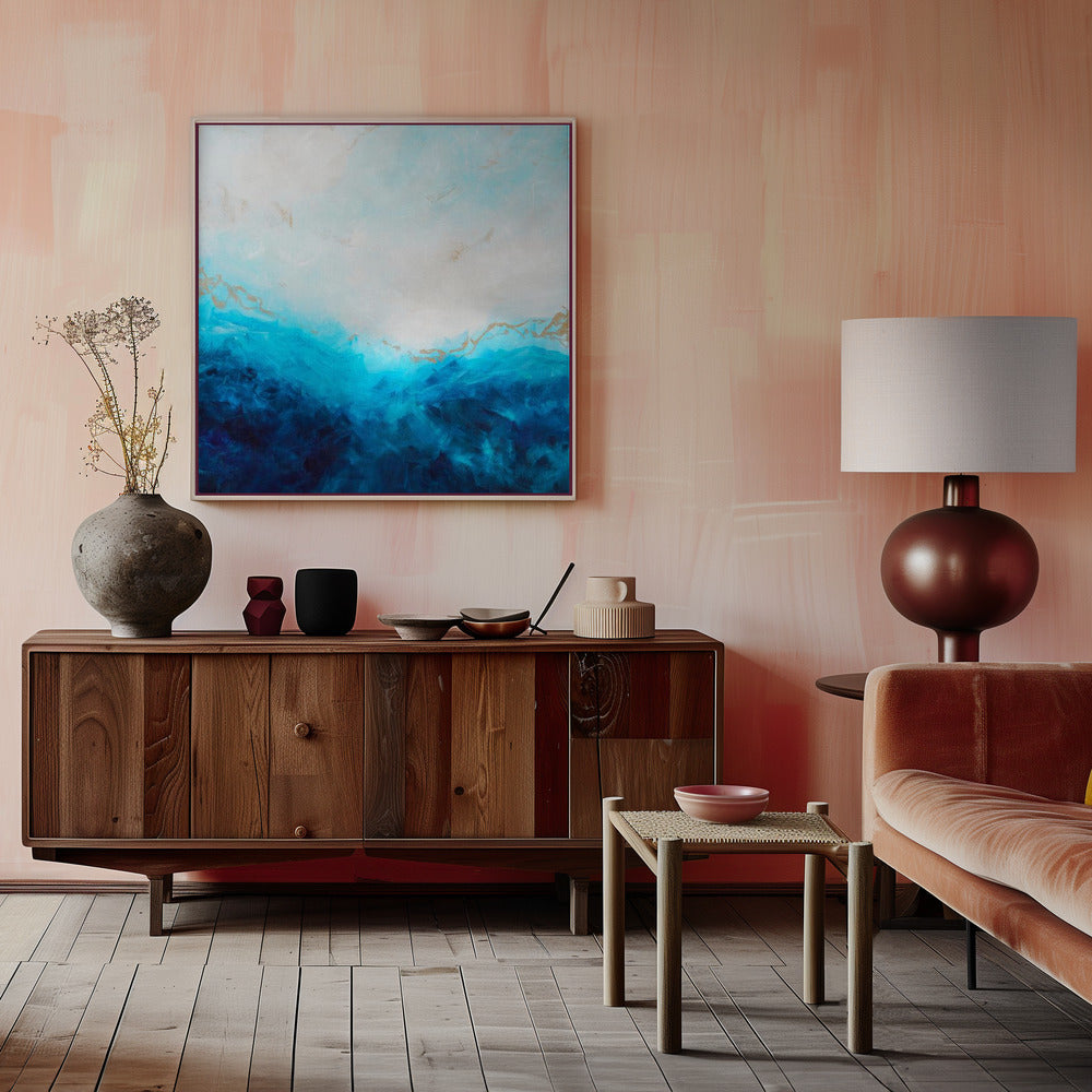 Blue Sea, golden Sunlight 1 Abstract