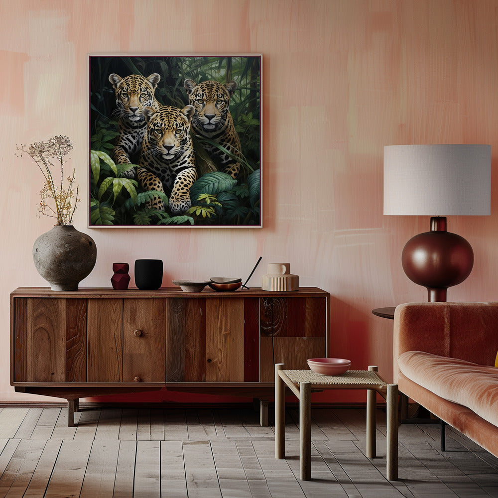 Wall art Three jaguars in the jungle