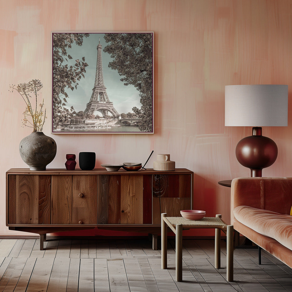 Wall art PARIS Eiffel Tower &amp; River Seine | urban vintage style
