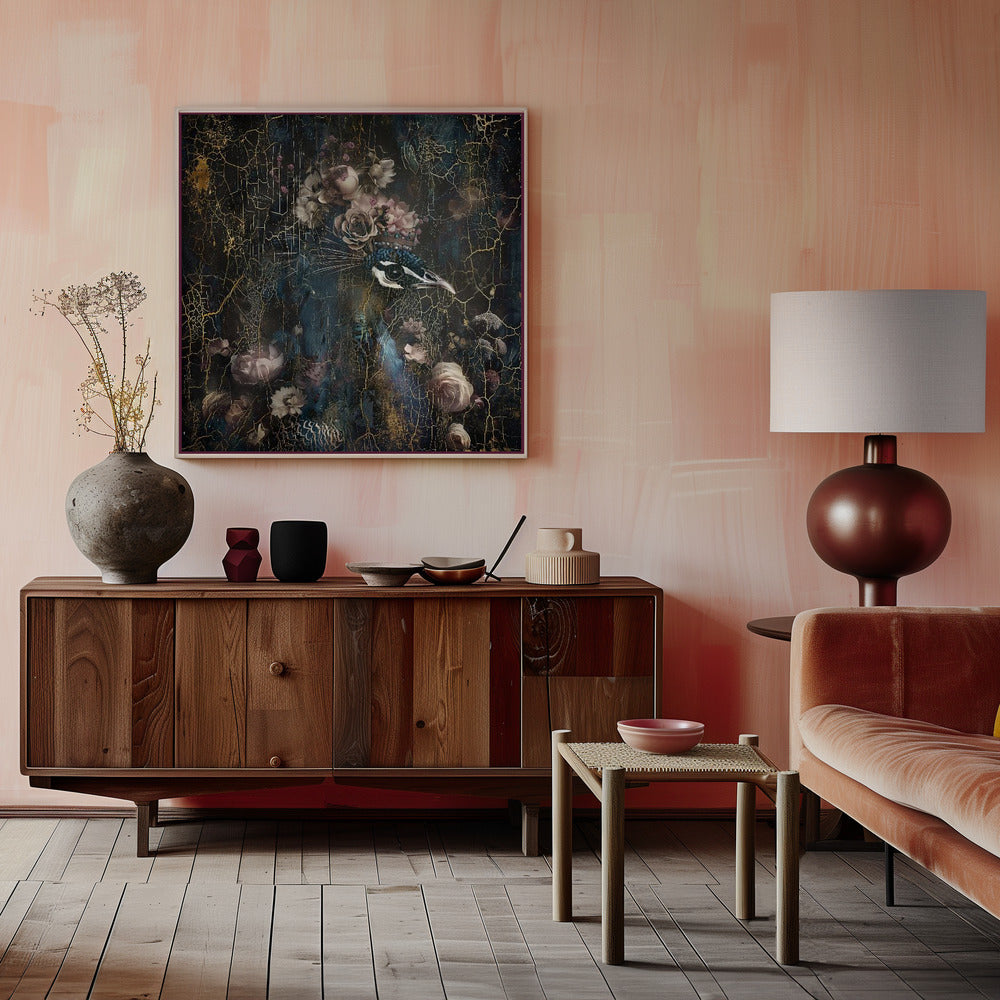 Wall art Peacock Animal Vintage Art Illustration Wallart 2