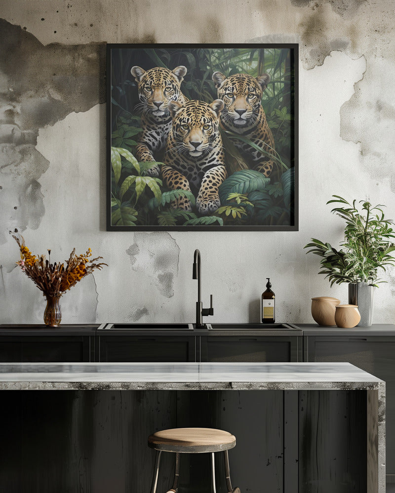Wall art Three jaguars in the jungle