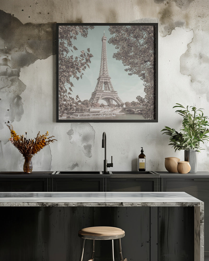 Wall art PARIS Eiffel Tower &amp; River Seine | urban vintage style