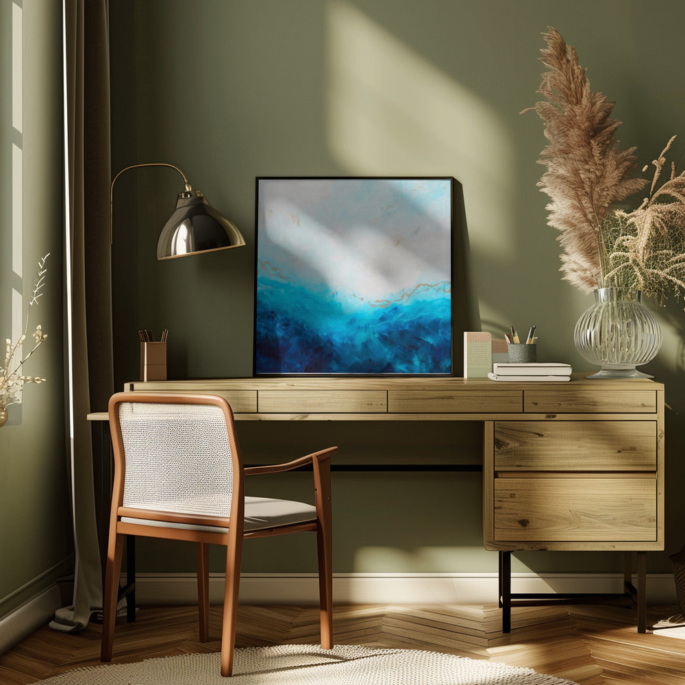 Blue Sea, golden Sunlight 1 Abstract