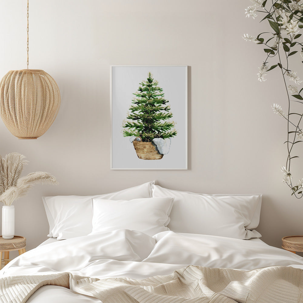 Wall art Cozy watercolor Christmas tree (2) Canvas Print