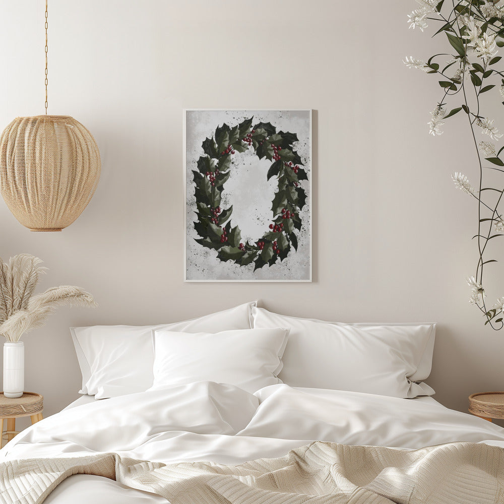 Wall art Splatters holly wreath Canvas Print