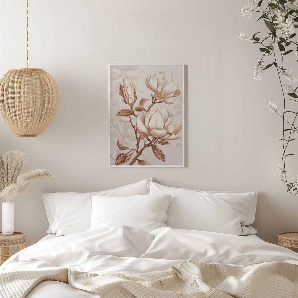 Wall Art Beige Flowers 1