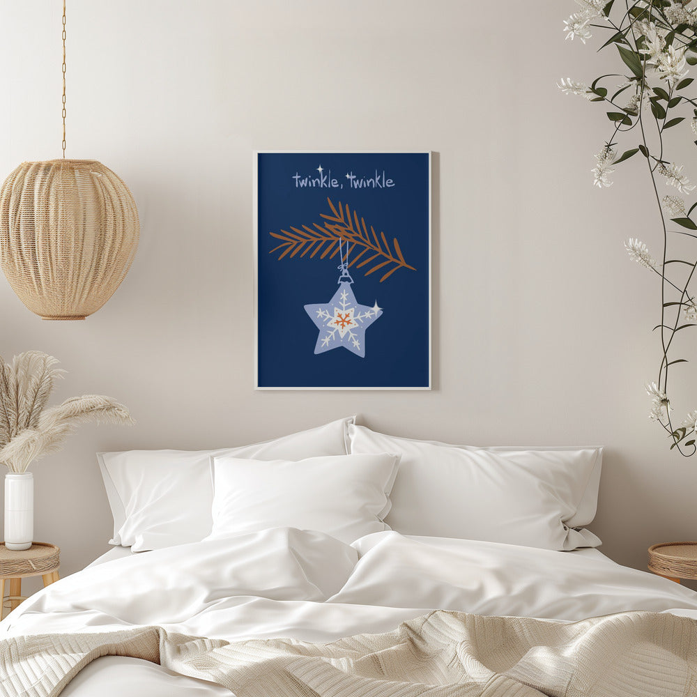 Wall art Cheerful twinkle Christmas star blue Canvas Print
