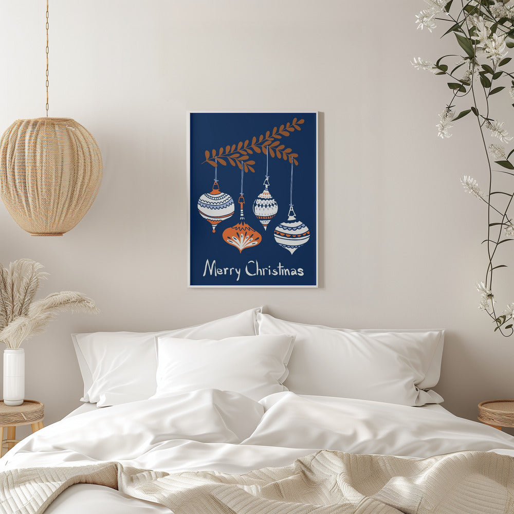 Wall art Cheerful little Christmas baubles blue Canvas Print