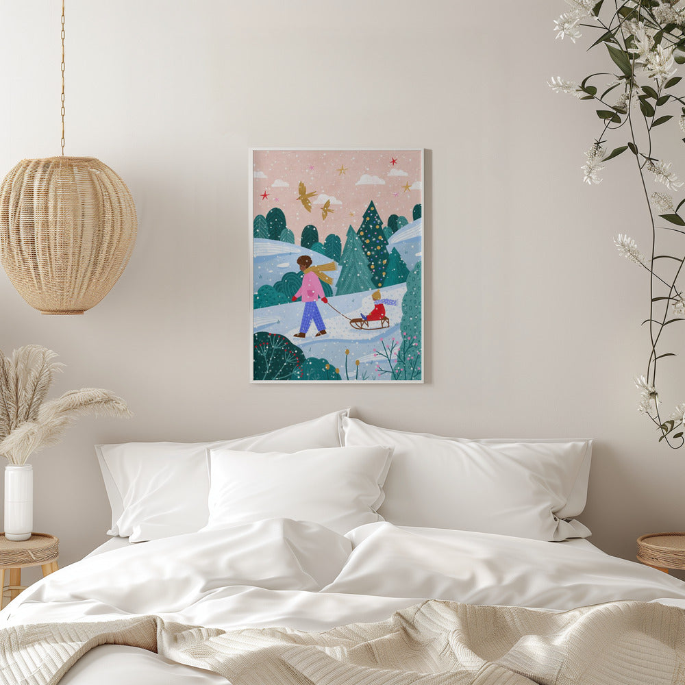 Wall art Snowy Sledge Walk 2 Canvas Print